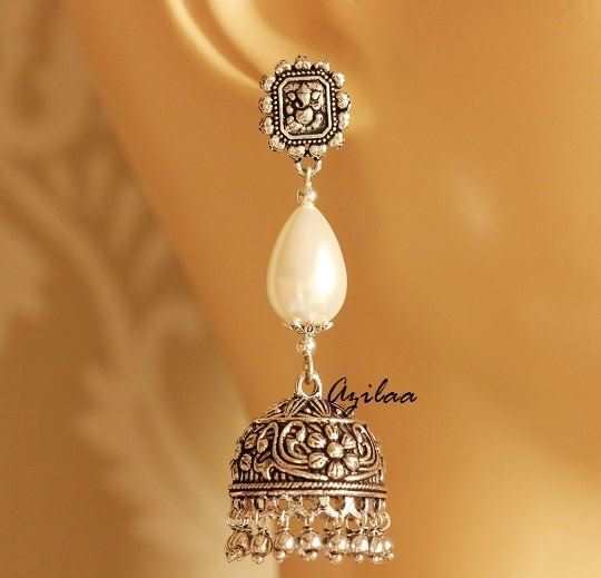  Ethnic Ganesha pearl jhumki earrings