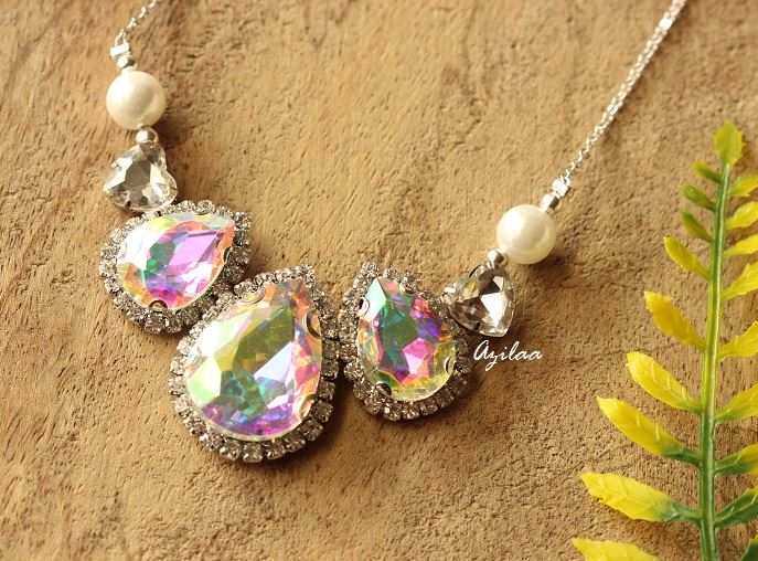 AB white pendant Crystal CZ pendant necklace