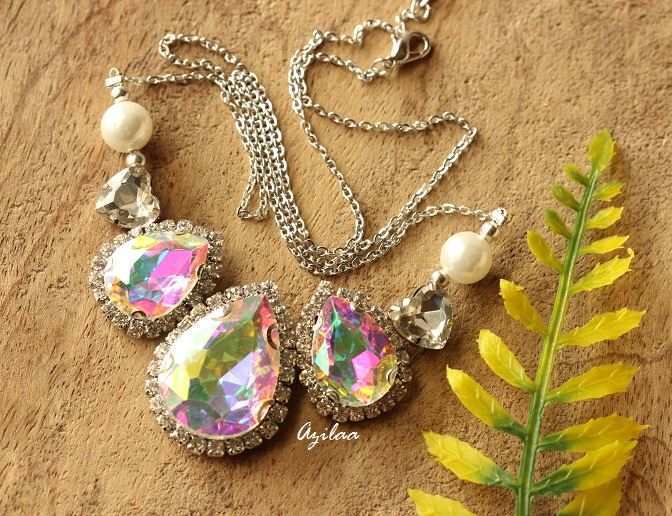 AB white pendant Crystal CZ pendant necklace