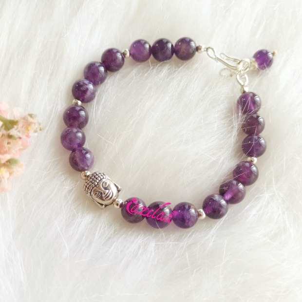 Amethyst Buddha Peace charm bracelet 