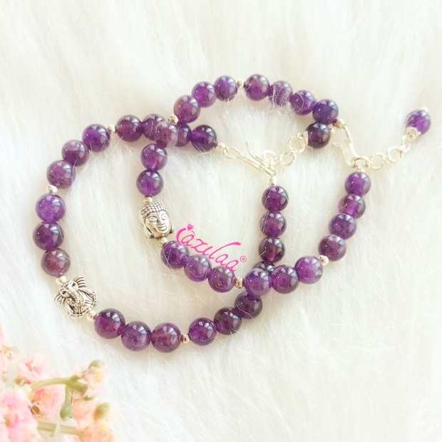 Amethyst Ganesha Buddha Peace charm bracelet 2