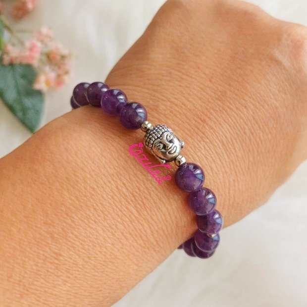 Amethyst Ganesha Buddha Peace charm bracelet 2