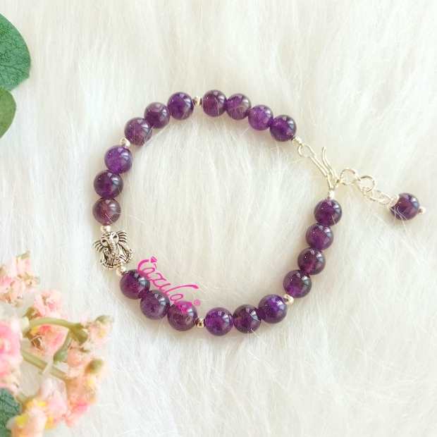 Amethyst Ganesha Peace charm bracelet 
