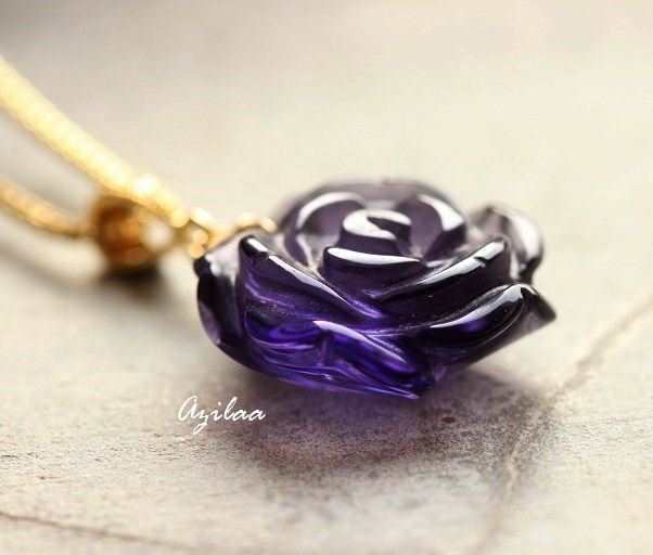 Amethyst flower gold pendant necklace