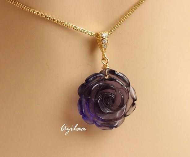 Amethyst flower gold pendant necklace