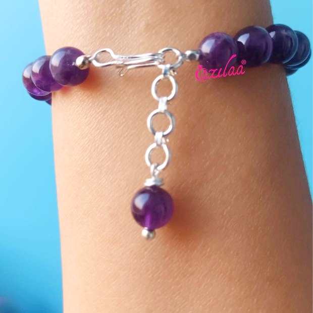 Amethyst lotus Peace charm bracelet 