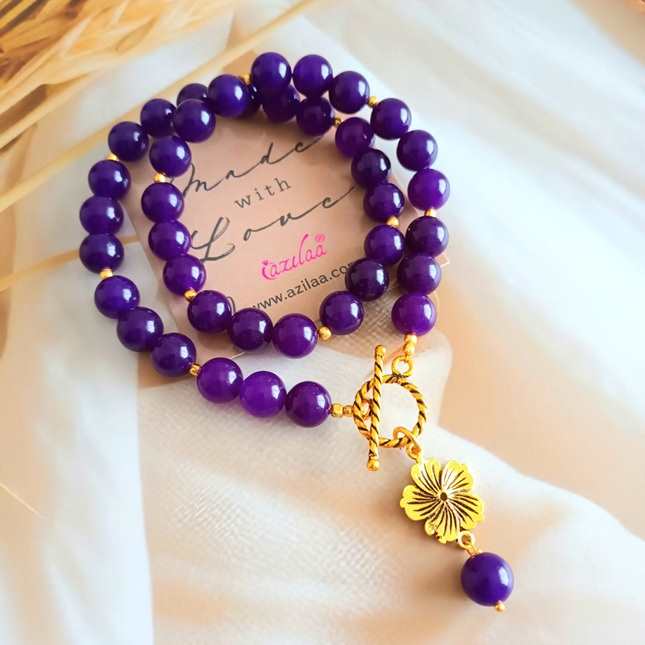  Amethyst purple gemstone gold plated pendant necklace