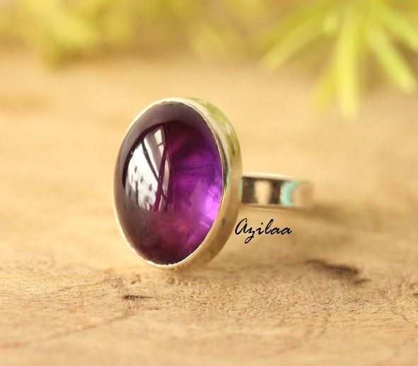 Amethyst  sterling silver gemstone handmade ring