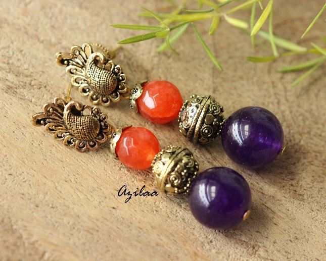 Antique Gold Statement peacock handmade earrings