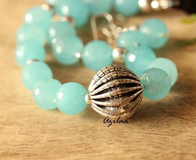 Aqua Blue gemstone handmade necklace set