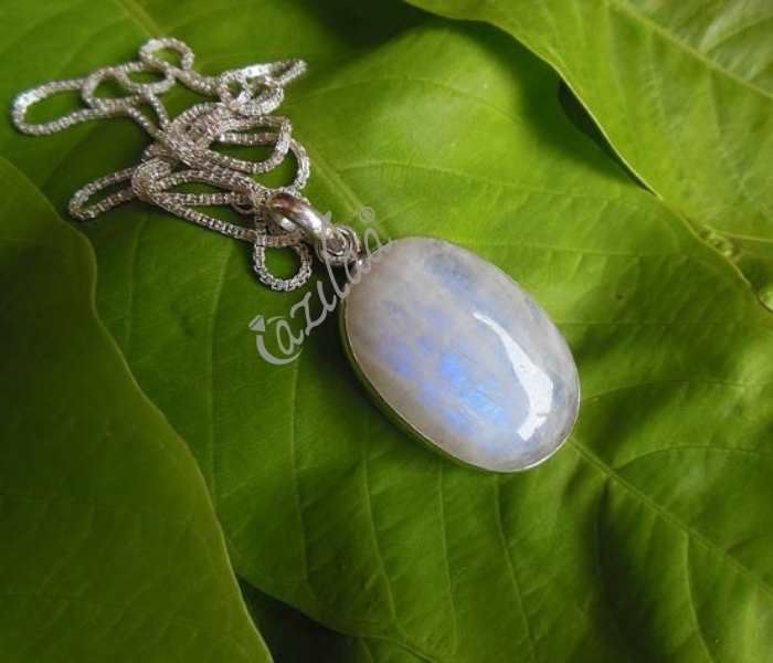 Artisan Sterling silver rainbow moonstone handmade Pendant