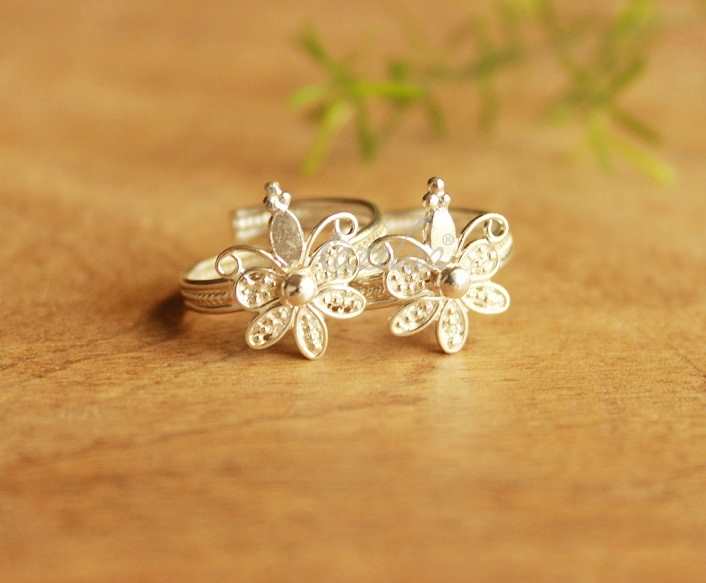 Artisan Toe rings adjustable sterling silver handmade