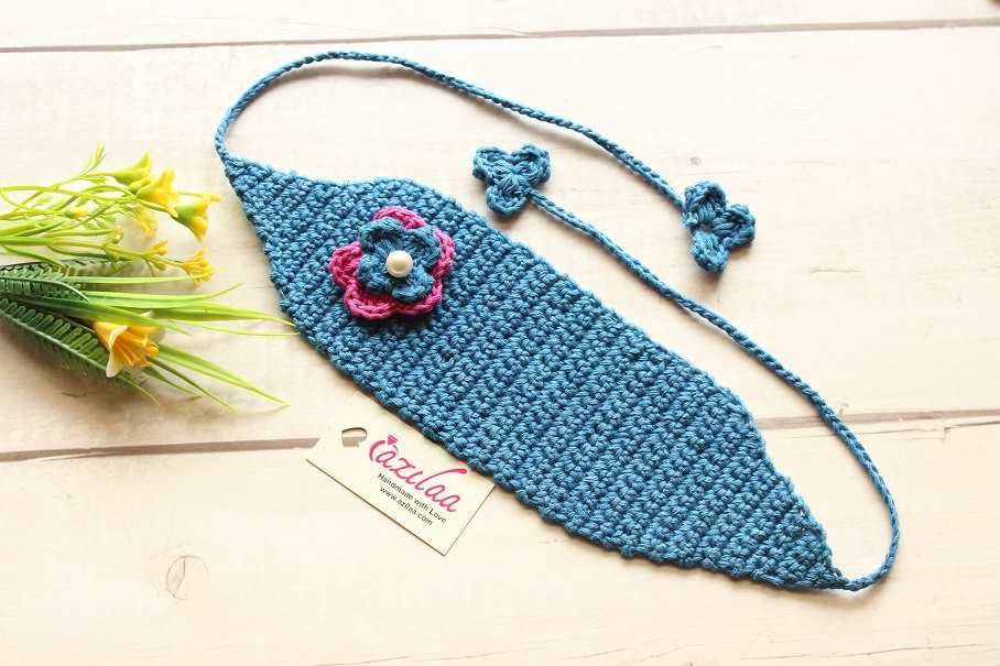 Cute baby pink and blue flower crochet handmade headbands