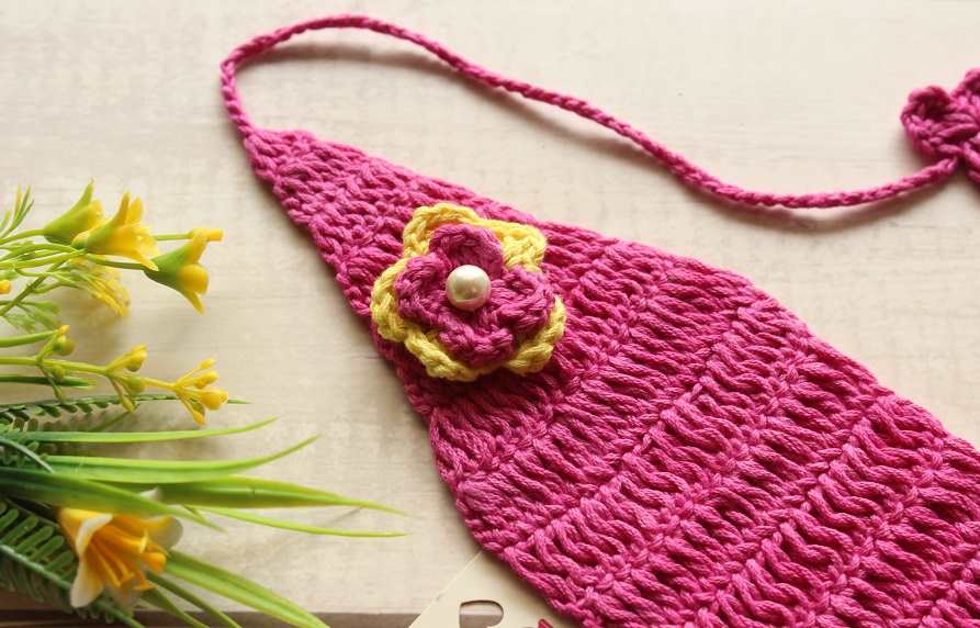 Cute baby pink and blue flower crochet handmade headbands