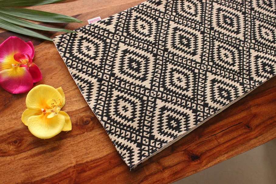 Black Aztec pattern cotton handloom handmade 1 table runner