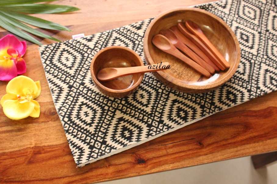 Black Aztec pattern cotton handloom handmade 1 table runner