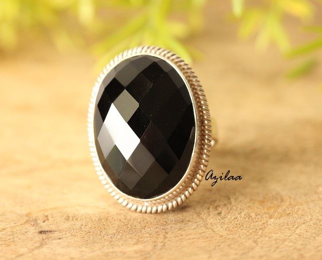 Black Onyx  Artisan sterling silver gemstone handmade ring