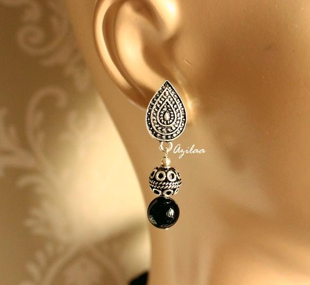 Black Onyx gemstone Ganesha handmade jewellery set