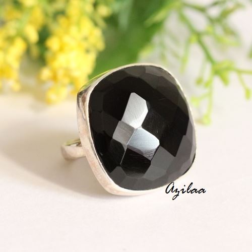 Black Onyx Rock Star sterling silver gemstone handmade ring