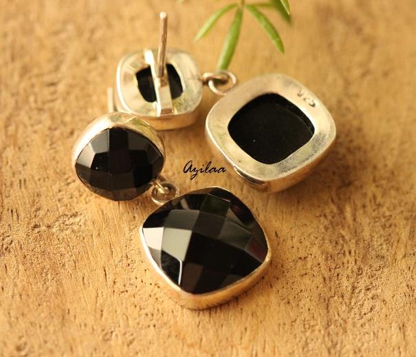 Black Onyx  Sterling silver gemstone post earrings