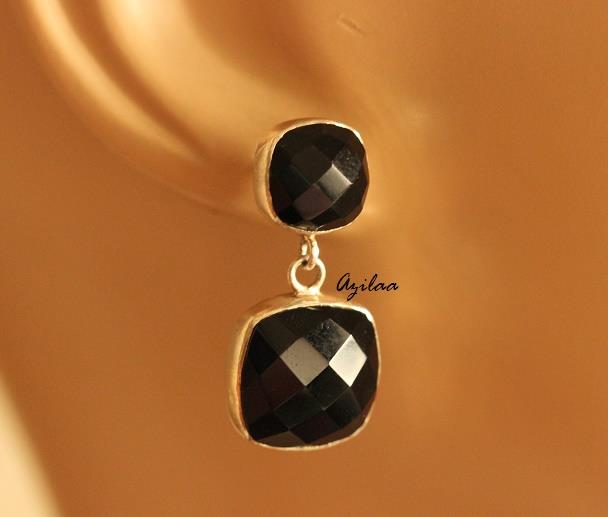 Black Onyx  Sterling silver gemstone post earrings