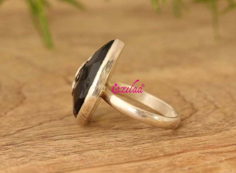 Black Onyx designer sterling silver gemstone handmade ring