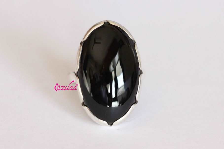 Black Onyx designer sterling silver gemstone handmade ring