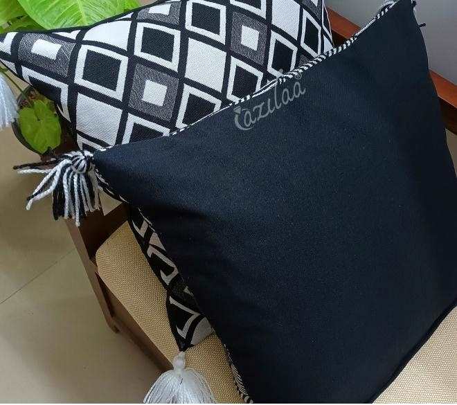 Black WHITE geometric handloom handmade cushion covers 02