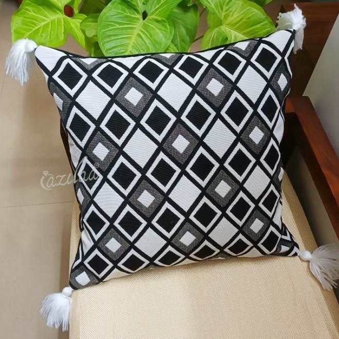 Black WHITE geometric handloom handmade cushion covers 02