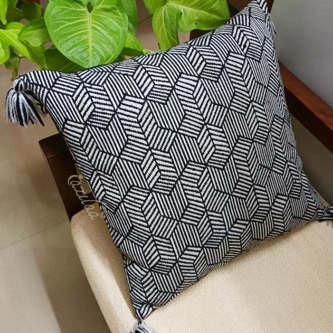 Black WHITE geometric handloom handmade cushion covers 02