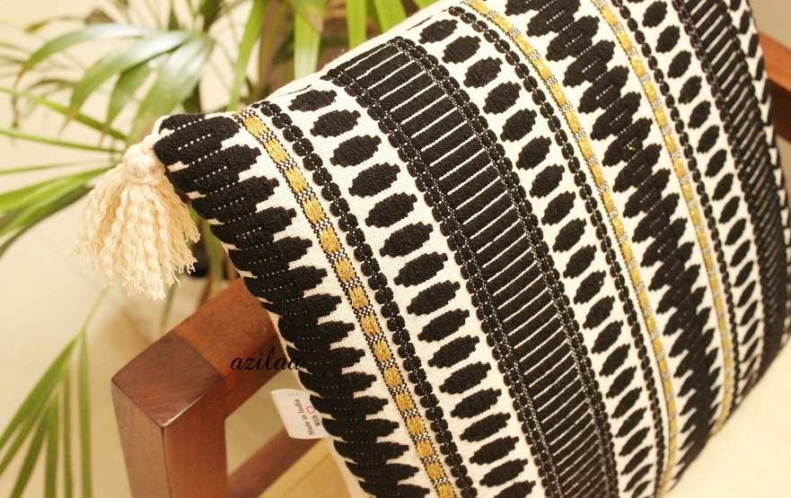 Black handloom handmade cushion covers