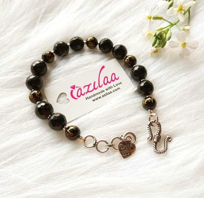 Black onyx mantra gemstone handmade bracelet 1