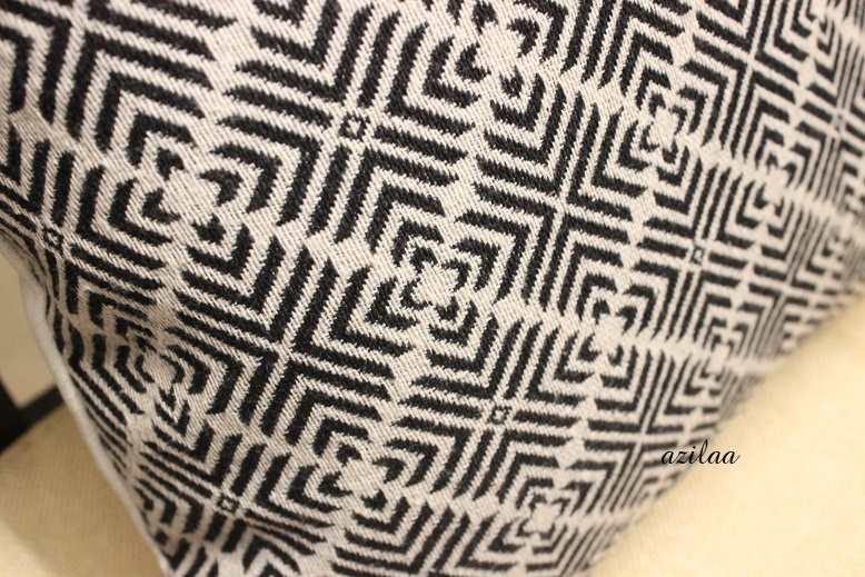 Black white geometric handloom handmade cushion cover