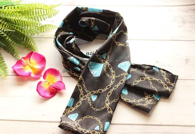 Bling bling diamond print satin scarf