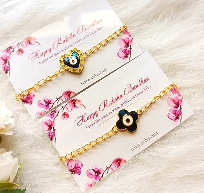 Blue Evil eye charms chain bracelet Rakhi 02