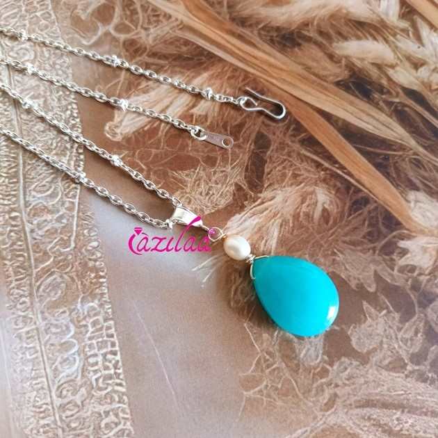 Blue Gemstone Sterling Silver Gemstone pearl Pendant