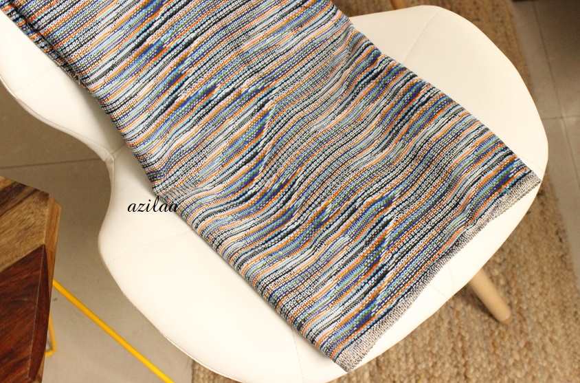 Blue Handloom woven throw blanket