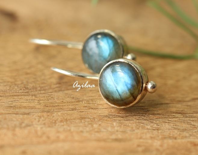 Blue Labradorite gemstone sterling silver earrings