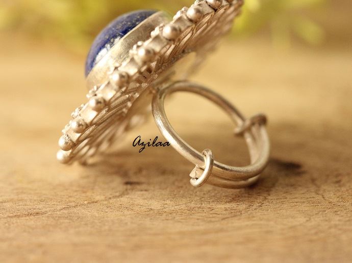 Blue Lapis Lazuli Artisan sterling silver gemstone handmade ring