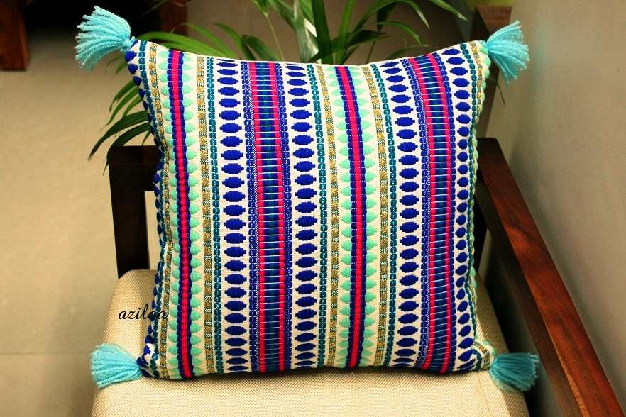 Blue pink handloom handmade cushion covers
