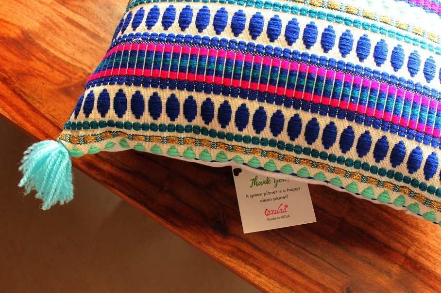 Blue pink handloom handmade cushion covers