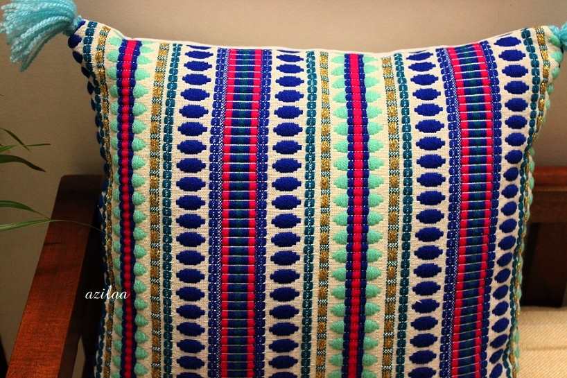 Blue pink handloom handmade cushion covers