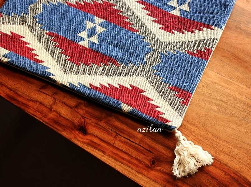 Blue  maroon Geometric handloom handmade cushion covers