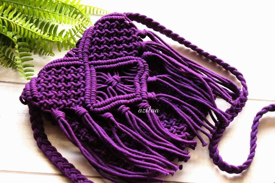 Boho Eco friendly Purple macrame handmade sling bag 1