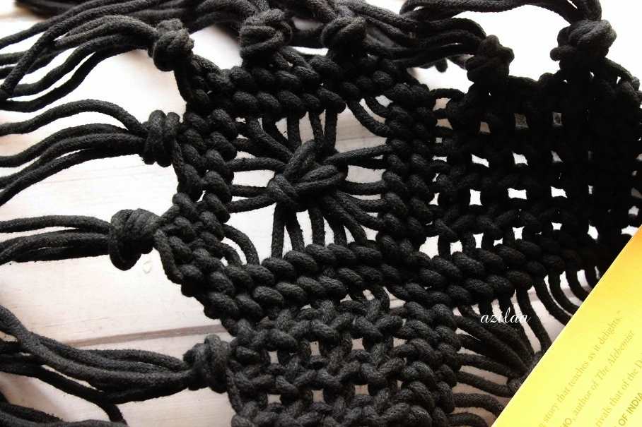 Boho Eco friendly black macrame handmade sling bag 1