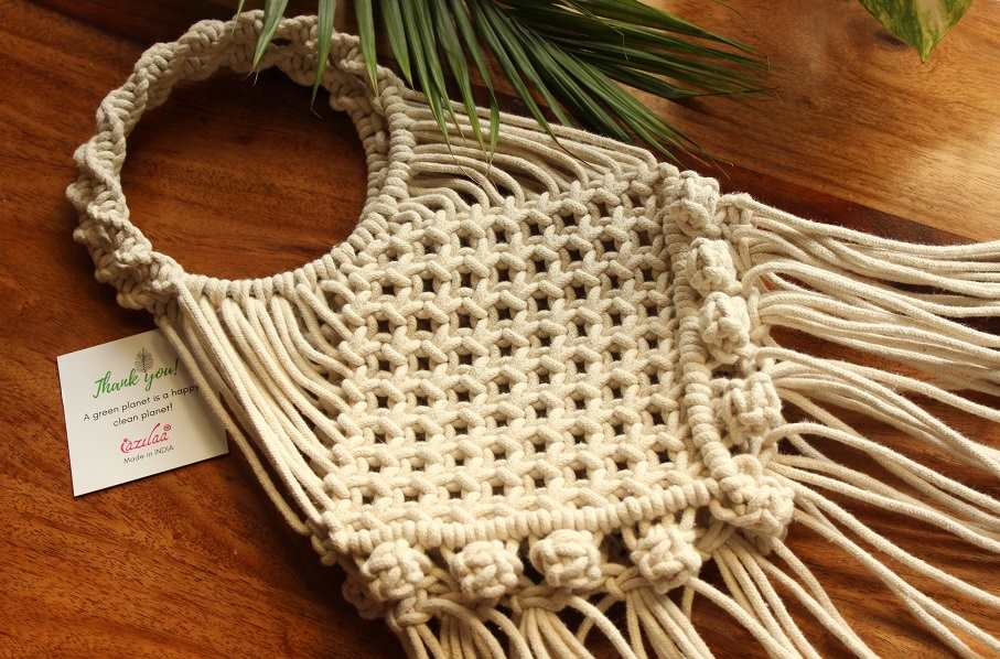 Boho Eco friendly macrame handmade off white 1 bag