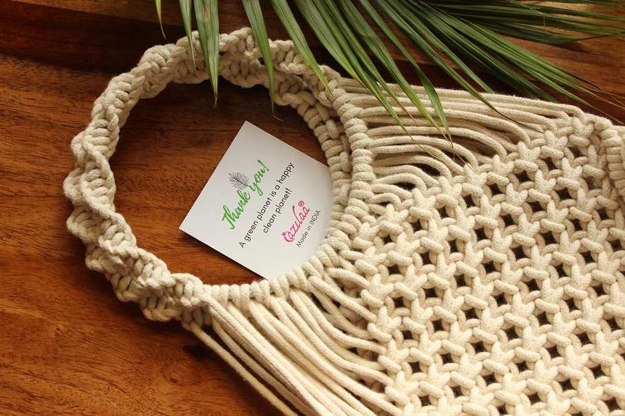Boho Eco friendly macrame handmade off white 1 bag