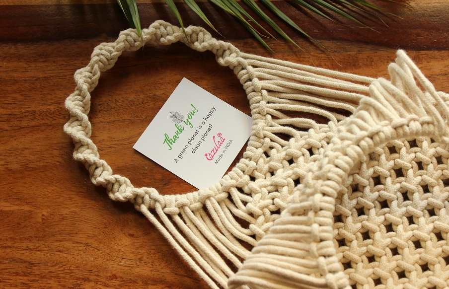 Boho Eco friendly macrame handmade off white 1 bag