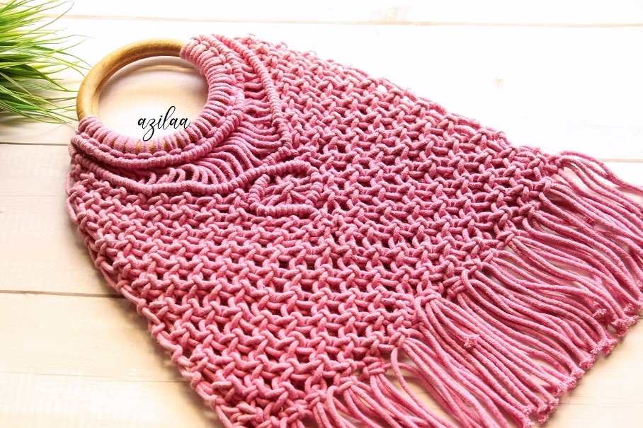 Boho Eco friendly macramé handmade pink 1 bag