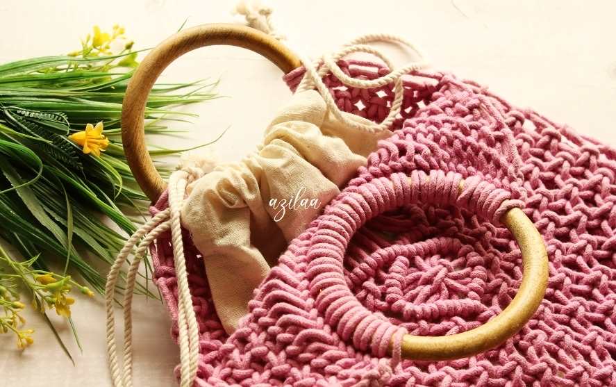 Boho Eco friendly macramé handmade pink 1 bag